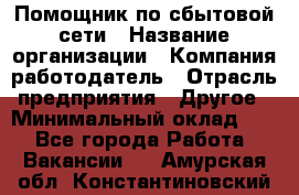 Помощник по сбытовой сети › Название организации ­ Компания-работодатель › Отрасль предприятия ­ Другое › Минимальный оклад ­ 1 - Все города Работа » Вакансии   . Амурская обл.,Константиновский р-н